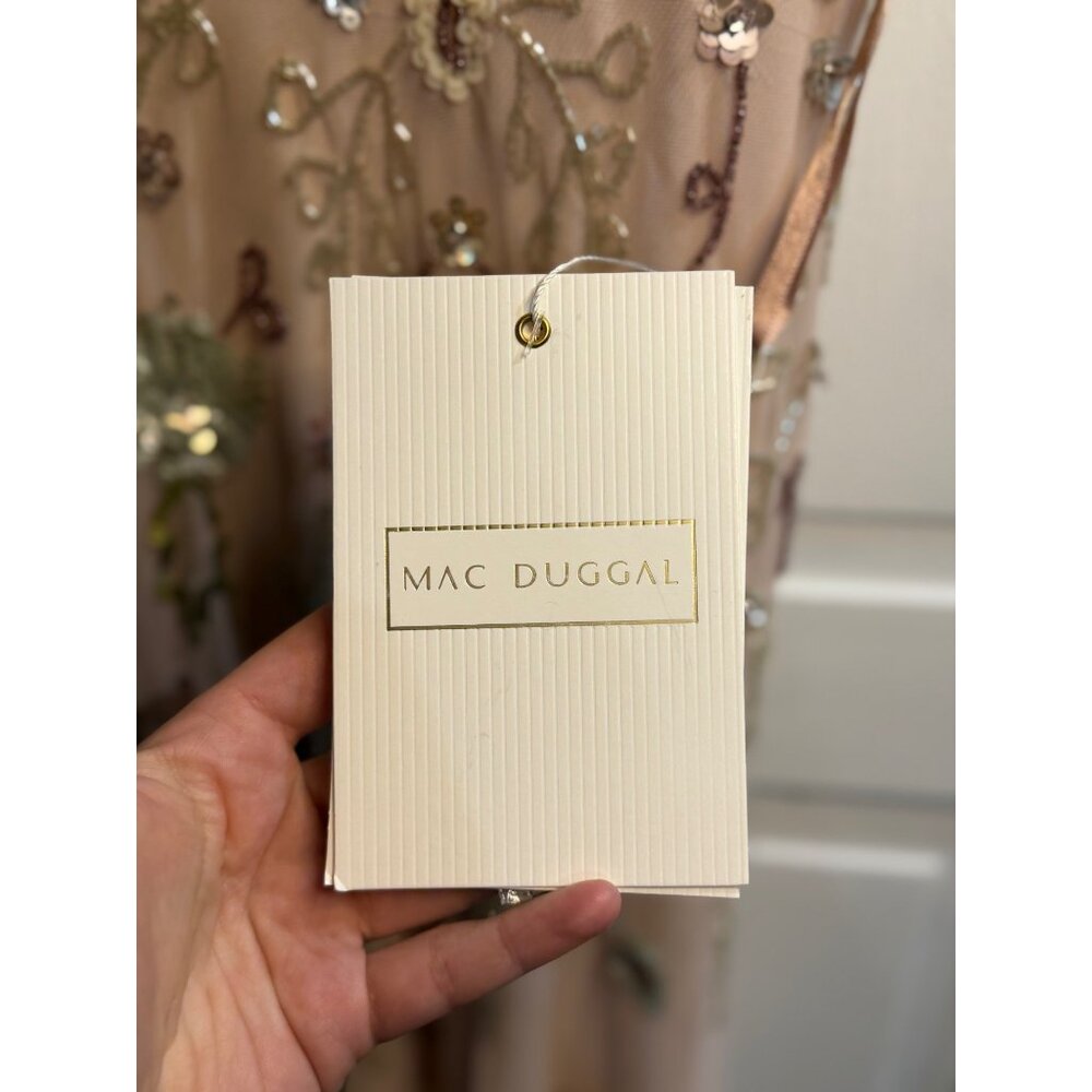 NWT Mac Duggal Floral Sequined Embellished High Neck Butterfly Sleeve Gown SZ 14 - Picture 5 of 14